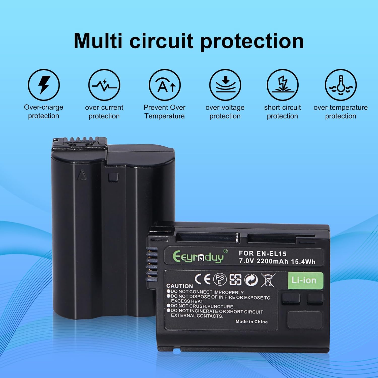 EN-EL15 2-Pack Batteries and Charger Set for Nikon Z6 z6ii Z7 z7ii Z8 D750 D850 D7000 D7500 D7100 D7200 D500 D600 D610 D800 D810 D850 Camera 2200mAh - Image 5