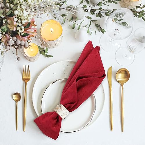 Miniatura 7 de ColorBird Servilletas elegantes de tela jacquard de gofre, de 17 x 17 pulgadas, lavables, resistentes al agua, a prueba de derrames, tela de