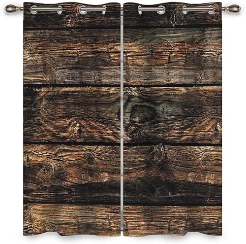 Miniatura 3 de Cortinas de grano de madera para Habitacion 2 paneles de cortinas de diseñador largo largo ancho caída (Ancho) 55 x (H) 55 pulgadas (H) 55 pulgadas
