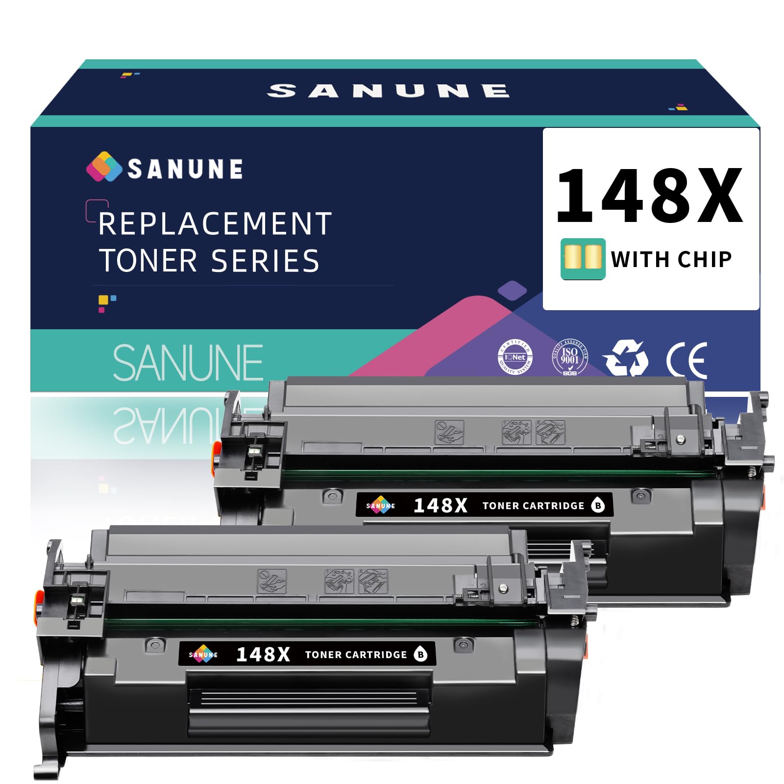 SANUNE 148X Toner Cartridge High Yield (with Chip) Replacement for HP 148A 148X W1480A W1480X Black Toner Cartridges for HP 4001dw 4001dn 4001n