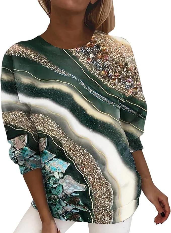 Amazon Tシャツ レディース ブラウス レディース トップス 秋 長袖 Tシャツ ブラウン ストライプ コットン ゆったり レディース オフィス 普段着 部屋着 シャツ ブラウス 通販