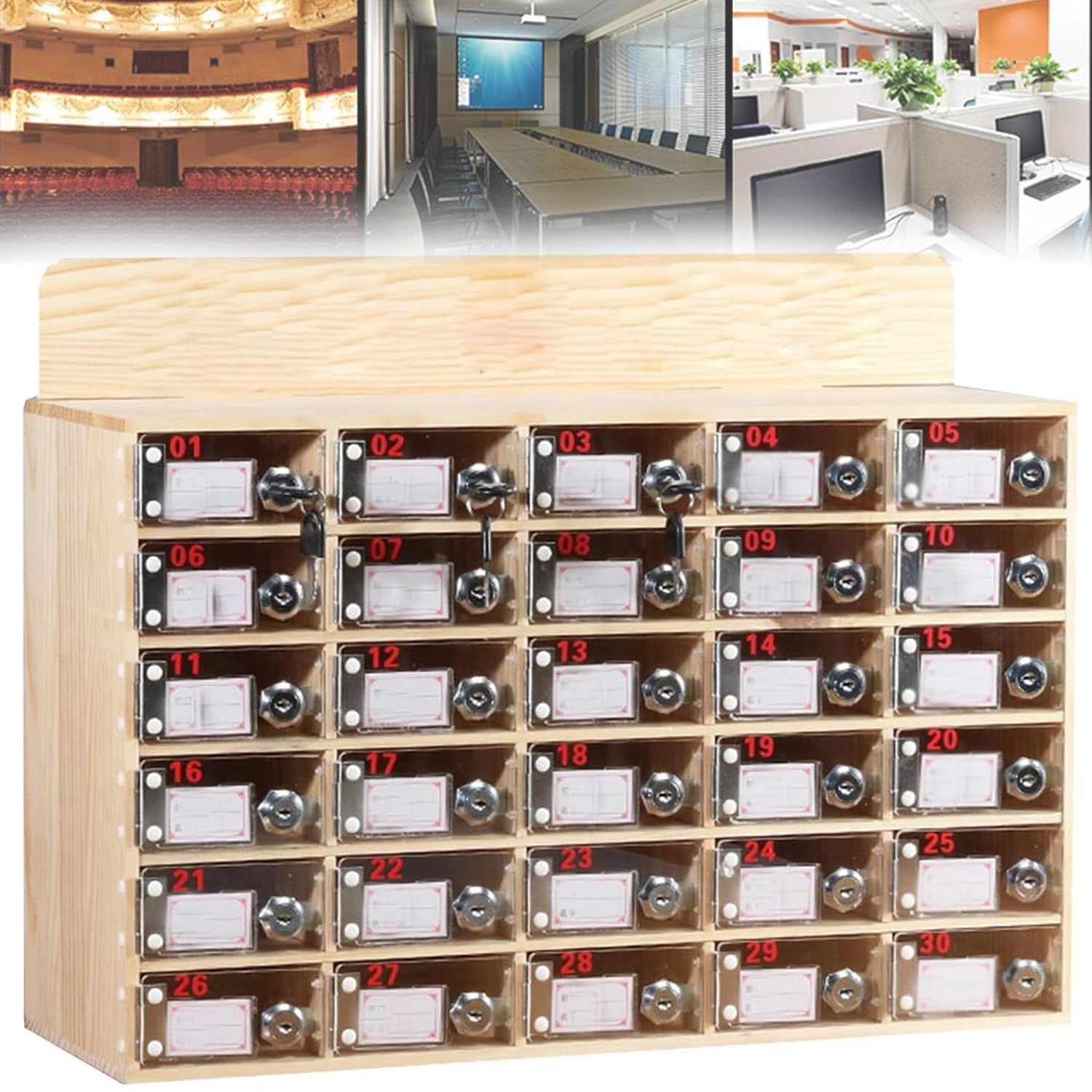 Verwaltungs-Aufbewahrungsbox Handy-Schrank Aufbewahrungssafe Studenten-Mitarbeiter Transparente Wandaufbewahrungsbox mit Schloss (-24)