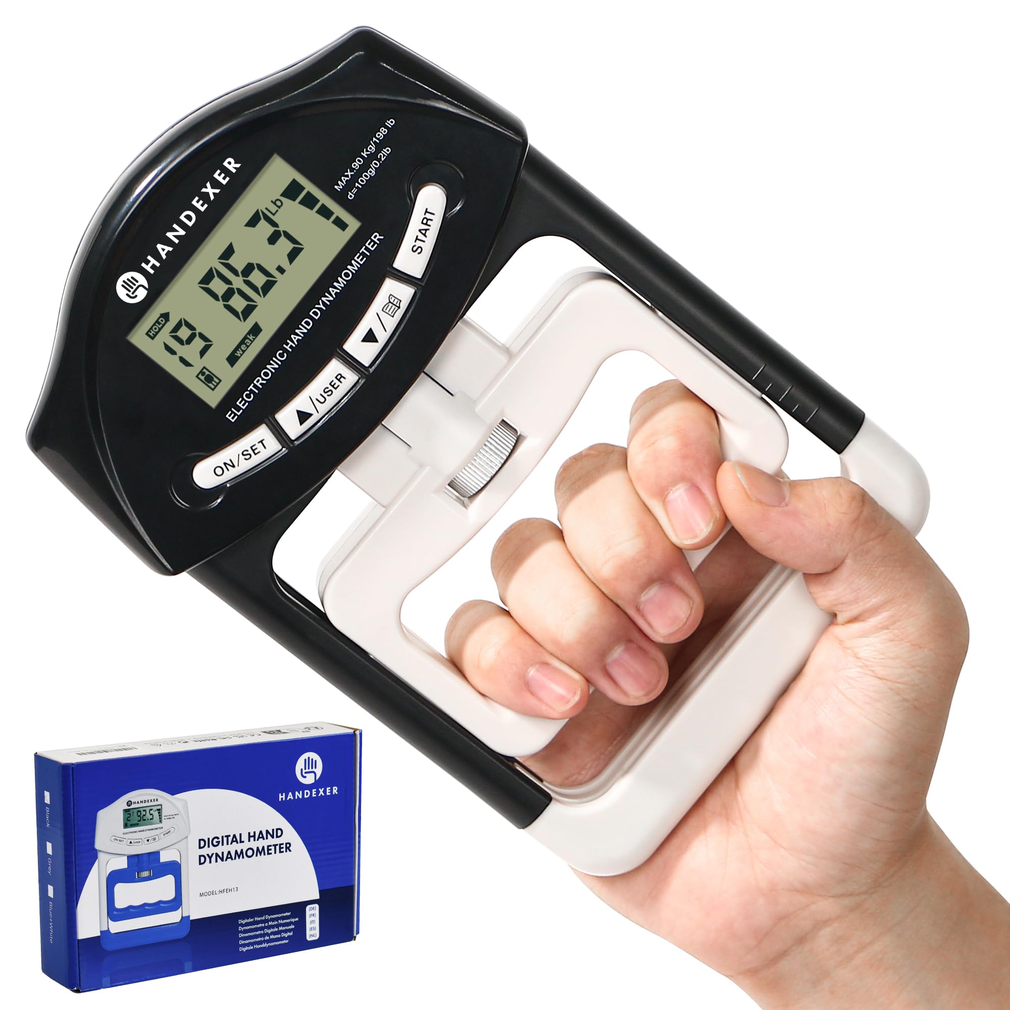 Handexer Grip Strength Tester, Digital Hand Dynamometer, Grip Trainer