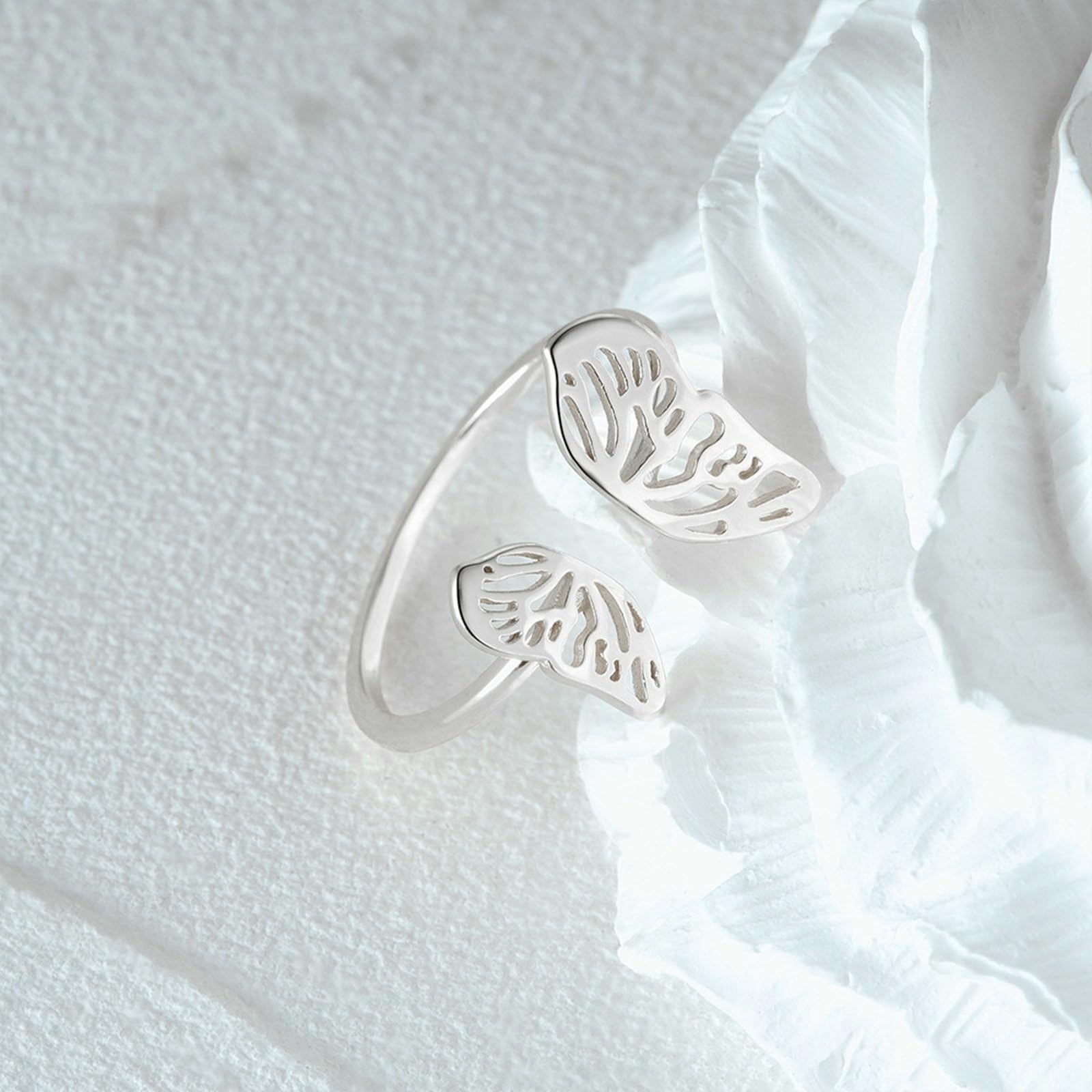 Anillos de compromiso para ella, anillos de oro blanco de 9 K y 14 quilates, diseño de mariposa, anillos de boda