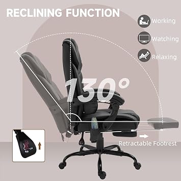 Vinsetto High Back Massage Office Chair 6 Vibration Points Remote Black