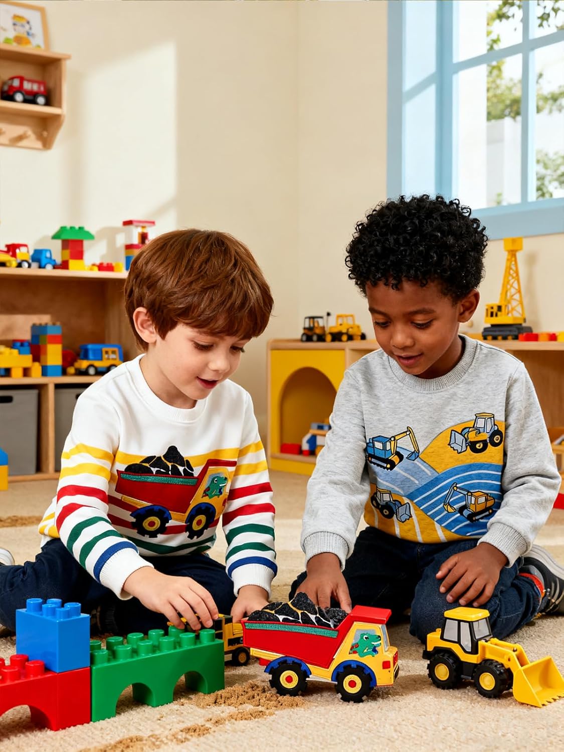 Toddler Boy Long Sleeve Sweatshirt 2-6Y Boys Cotton Sweat Shirt Kids Dinosaur Truck Print Sweater Pullover Tops - Image 3