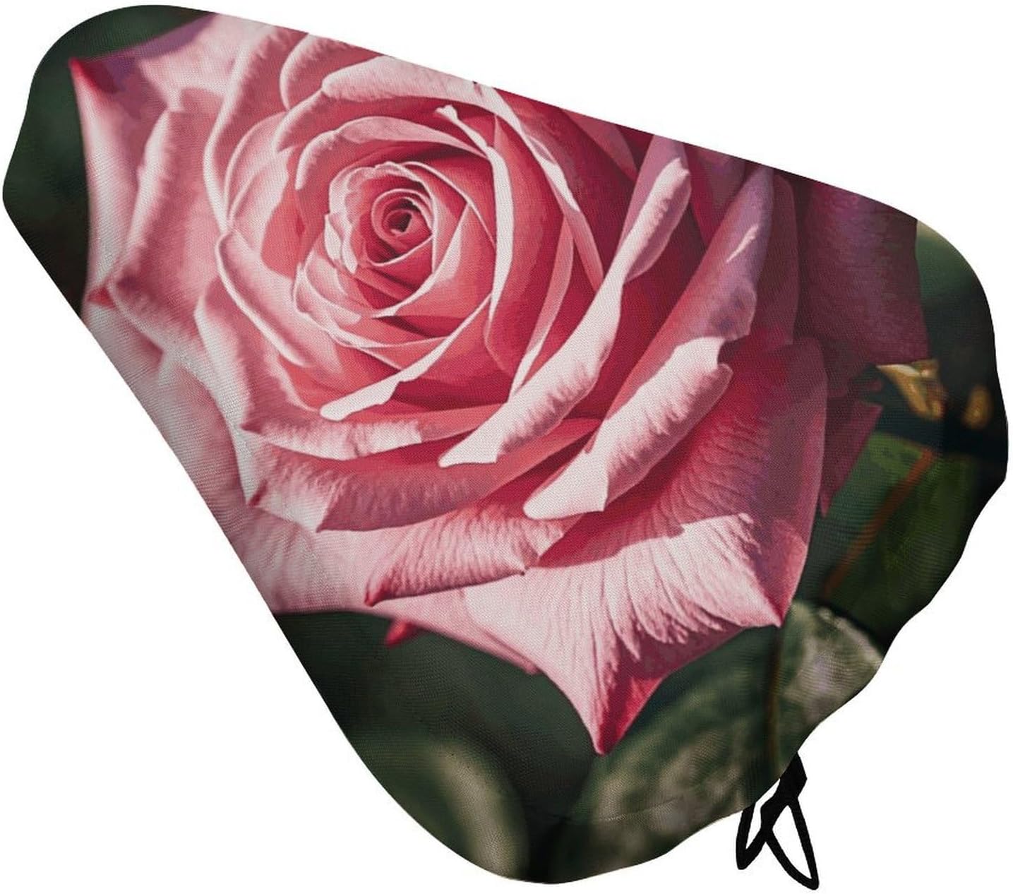 Pink Rose Waterproof Bike Seat Cushion with Drawstring for Women Men Soft Padded Bicycle Seat Cover for Comfort Wide Road Bike Saddles Universal Fit for Mountain Exercise