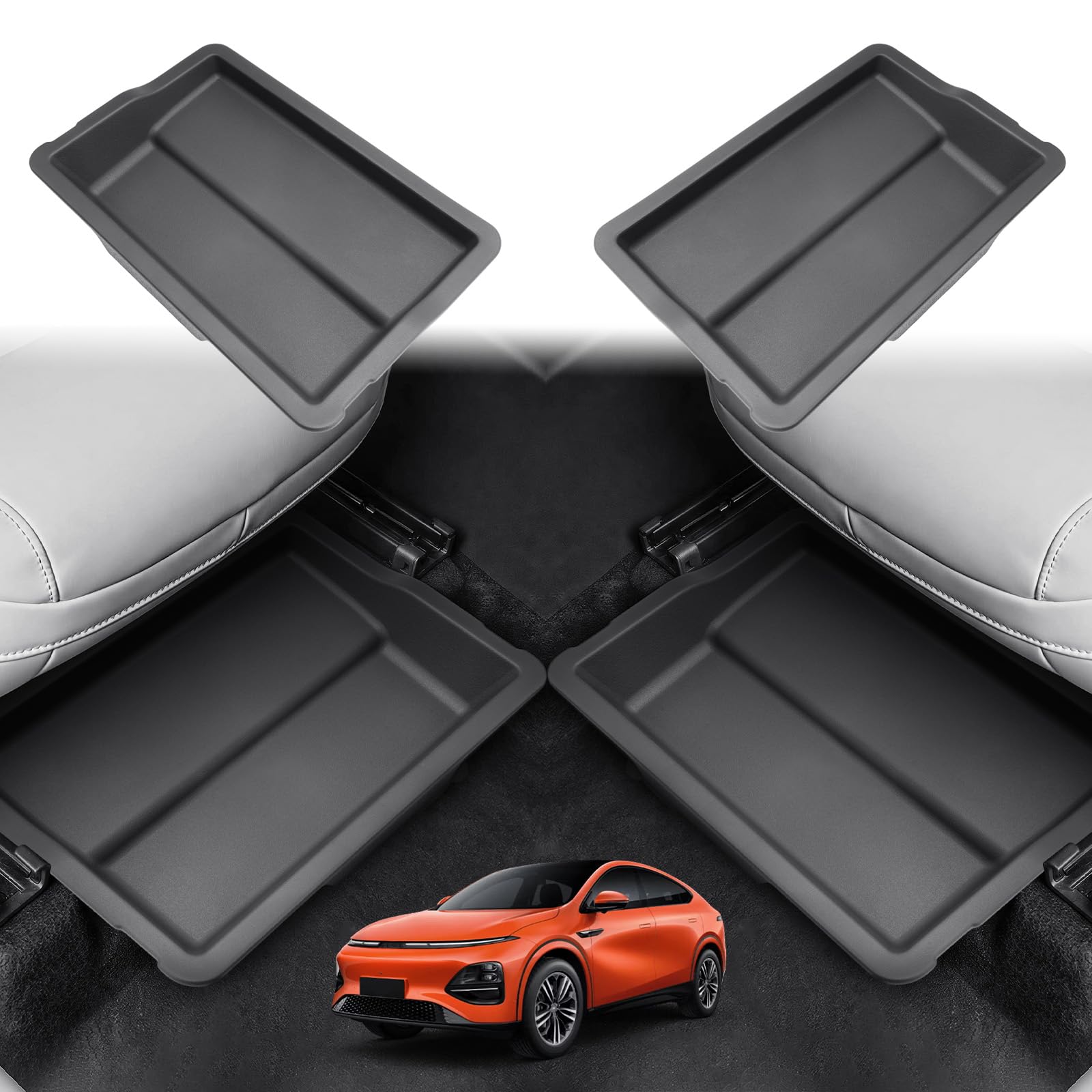 GAFAT Compatible con Nuevo Xpeng G6 2025 2026 2027 Caja de Almacenamiento debajo del Asiento, TPE Oculto Asiento Consola Central Organizador, X peng G6 Accesorios, Impermeable [Fila Delantera 2 PZS]