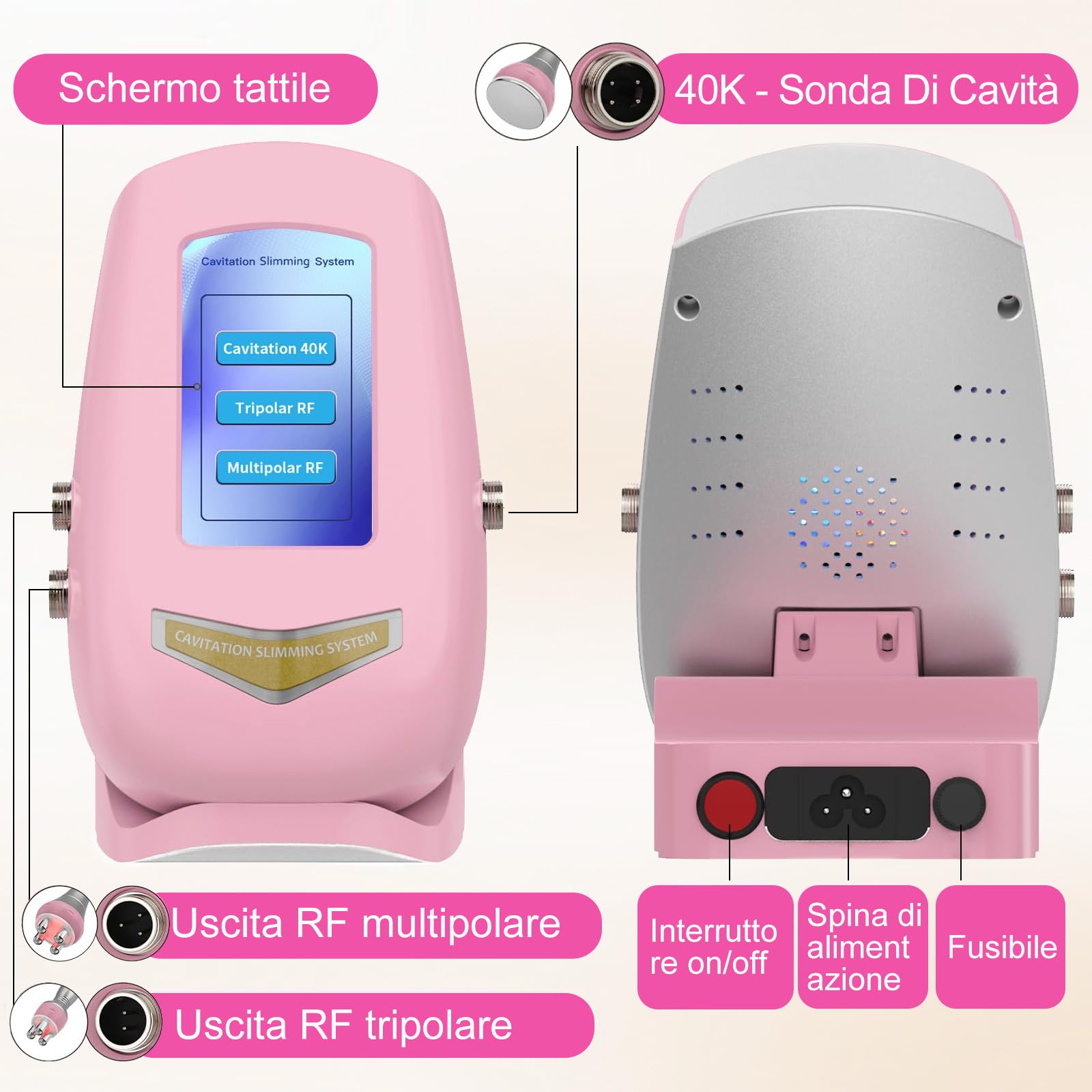 Radiofrequenza Viso e Corpo Massaggiatore Anti Cellulite, 3 In 1 Anticellulite Macchinario Cavitazione Vacuum Cellulite massaggiatore Rassodanti e Tonificanti per il Corpo