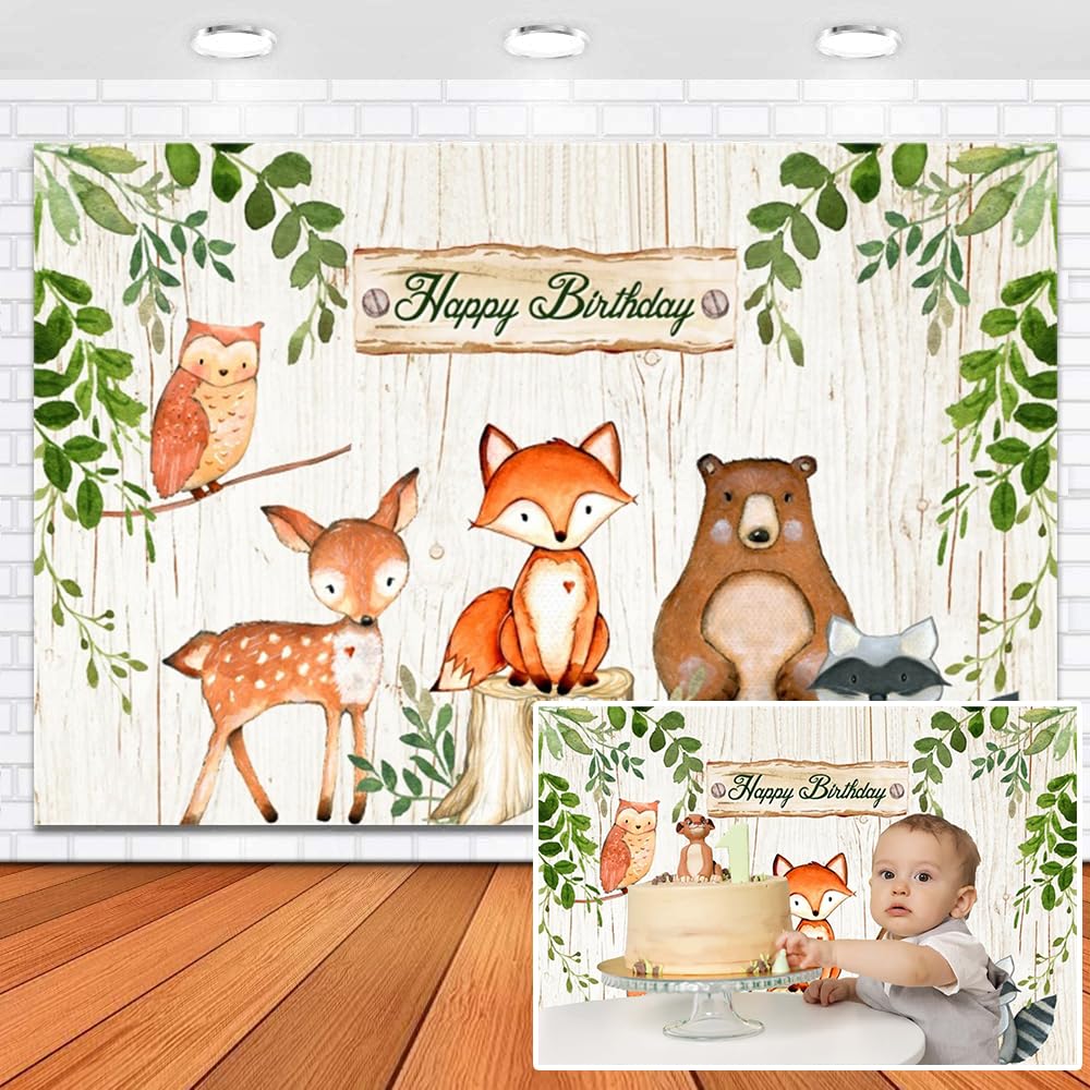 Leowefowa Strawberry Birthday Photo Backdrop 10x8ft Vinyl Cartoon Green Tree Rainbow Mushroom House Photoshoot Background for Holiday Baby Shower