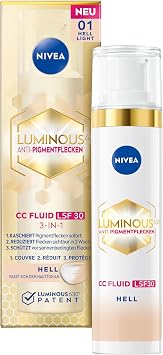 Nivea Luminous 630 Anti-Pigment Spots CC Fluid SPF 30 for Light Skin Tones, CC Cream with Hyaluronic and Micro-Encapsulated Colour Pigments, Day Cream with SPF 30 for an Even Complexion 40 ml