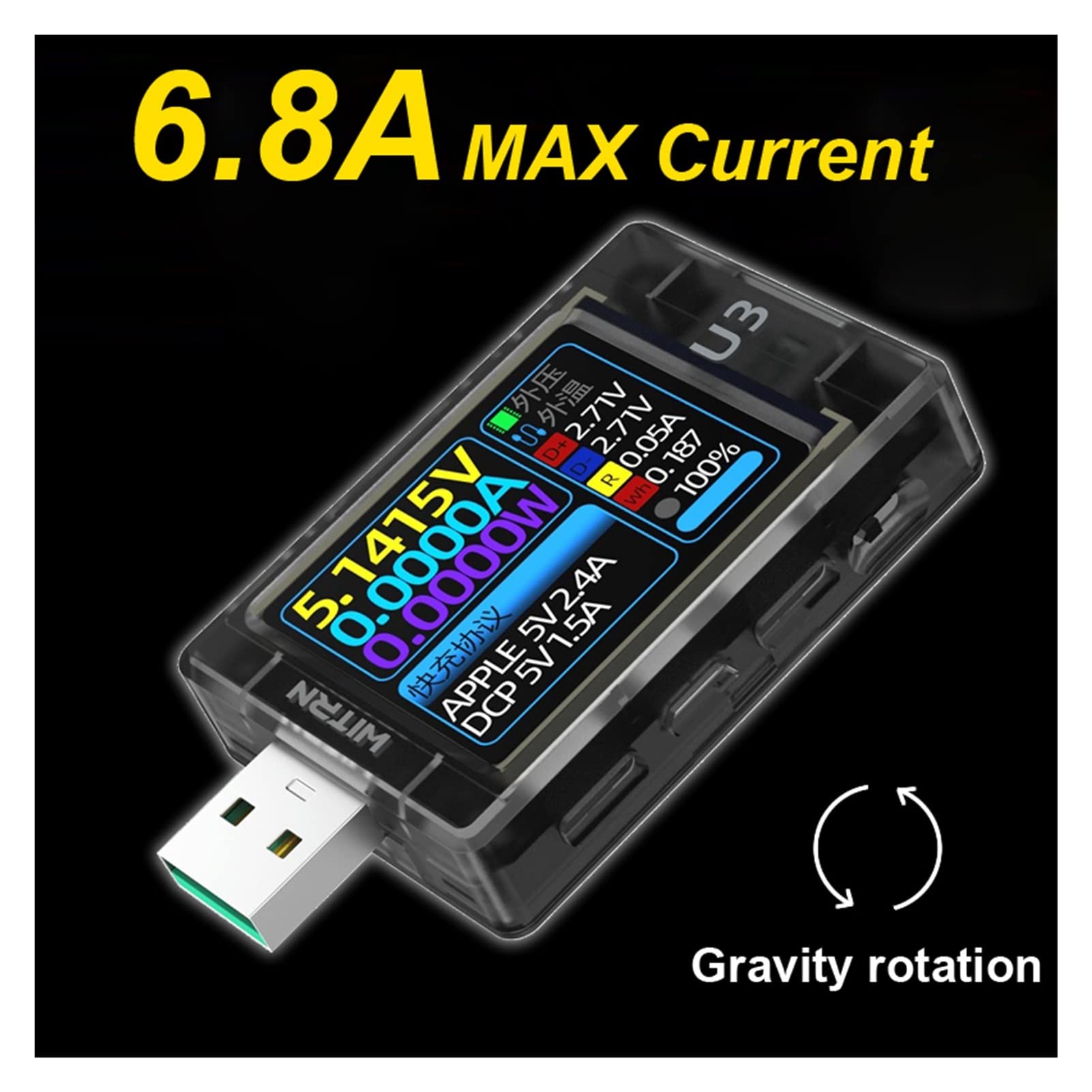 Woltomierz USB Usb. Tester Aktualny miernik napięcia Qc5 pd3.0 2,0 pps Szybka pojemność protokołu ładującego Pd. Spectrum falowania monitora Multi testery Woltomierz Pojemność baterii Volt Amme