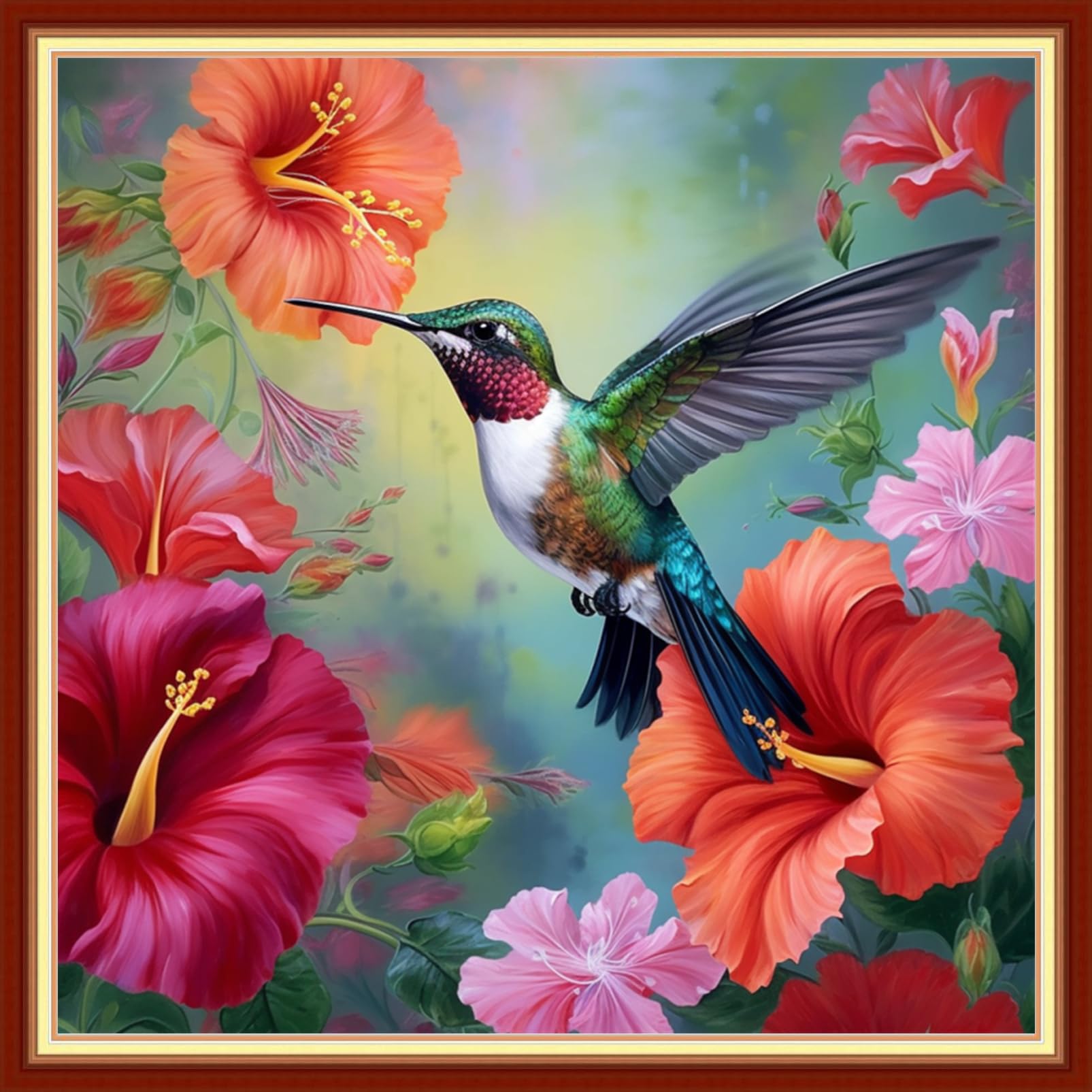 Dooxvey Cross Stitch Kits for Adults Stamped Full Range of Embroidery Starter Kits for Beginners 11CT Printed Cross Stitch Patterns Needlepoint Kits Stamped Crossstitch-Hummingbirds Good 18x18 inch