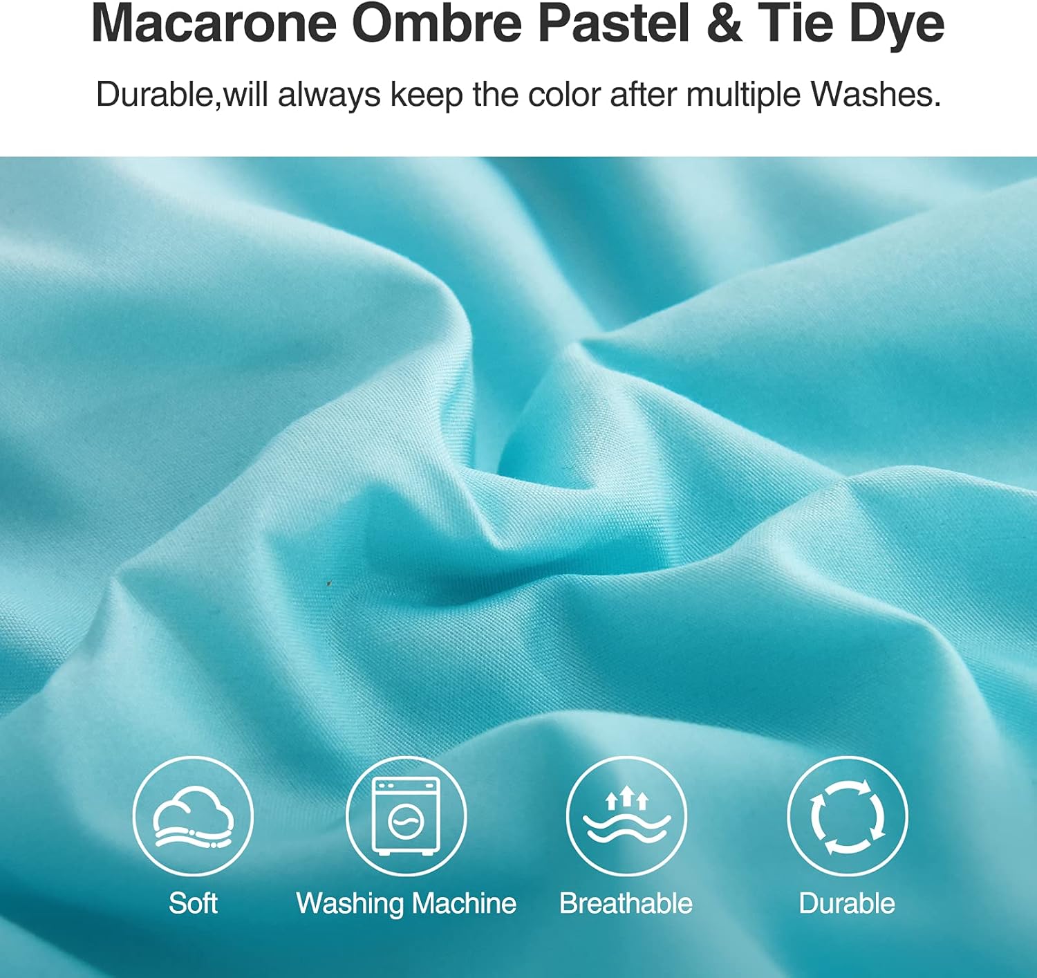 A Nice Night Art Rainbow Macarone Design Comforters, Ombre Pastel Solid Gradient Color Tie Dye Comforter Set,All Season Soft Breathable Microfiber Colorful Bedding Sets (Blue, Queen) : Home & Kitchen