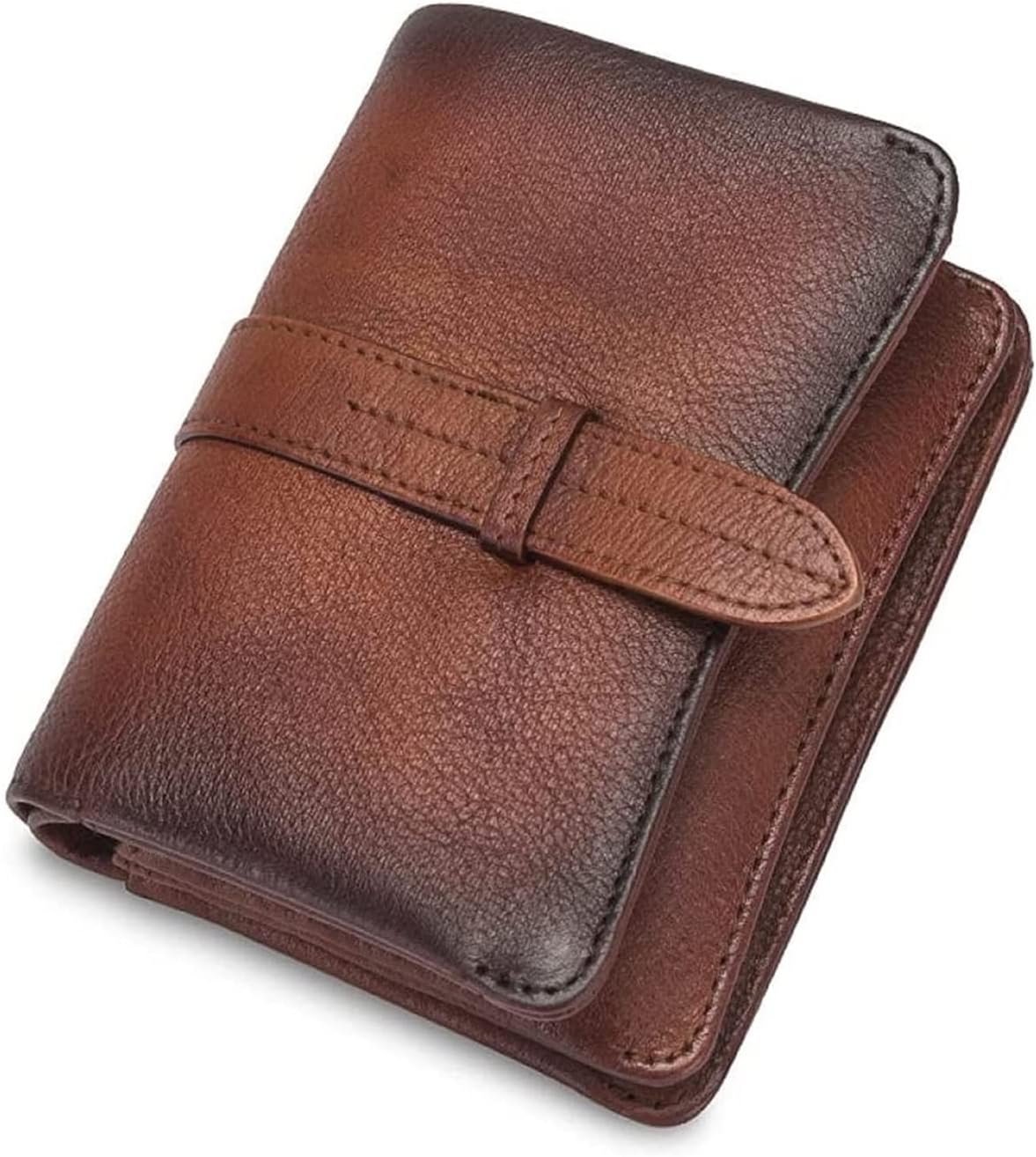 [AtEEco] 新しい盗難防止ウォレットショートジッパーブラウンヴィンテージ牛革レザーウォレット財布男性 (Color : Bro