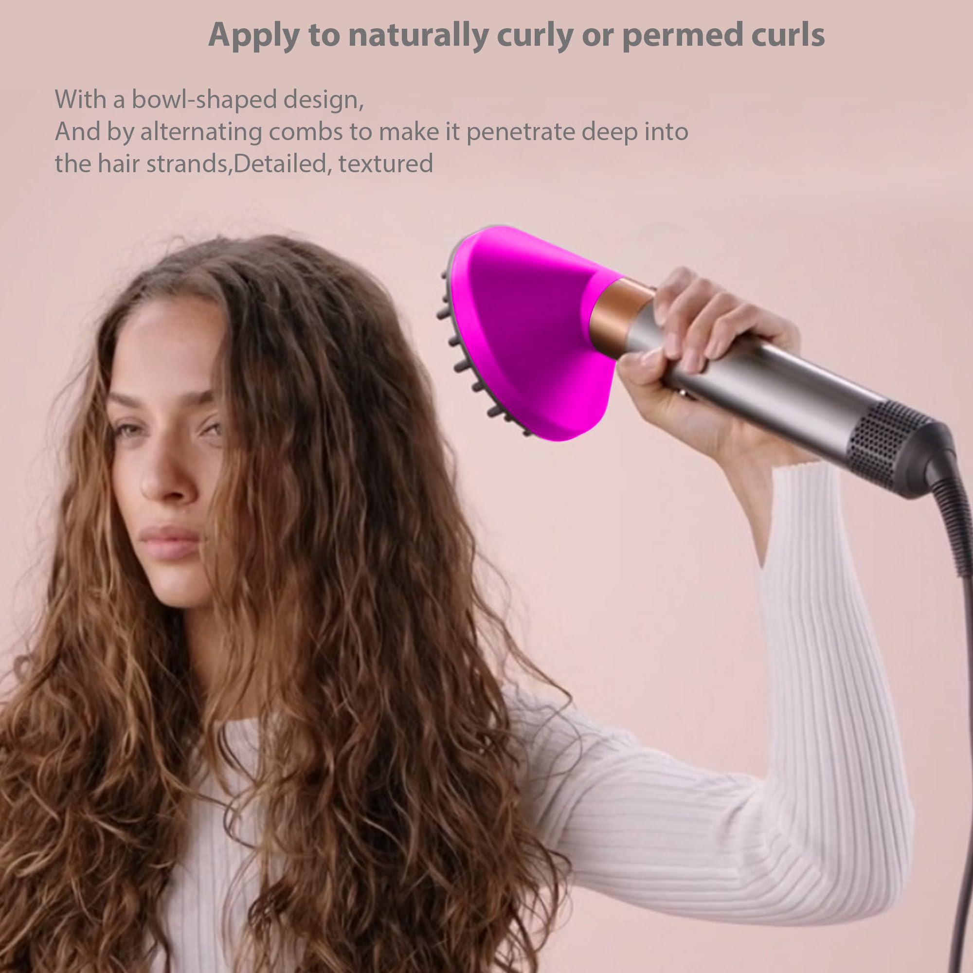 Diffusordüse für Dyson Airwrap Styler Aufsätze, Diffusordüse für Dyson Airwrap HS05 HS01, Umwandelbar für Dyson Airwrap Styler in Haartrockner, Diffusor Föhn Aufsatz (Rosarot)