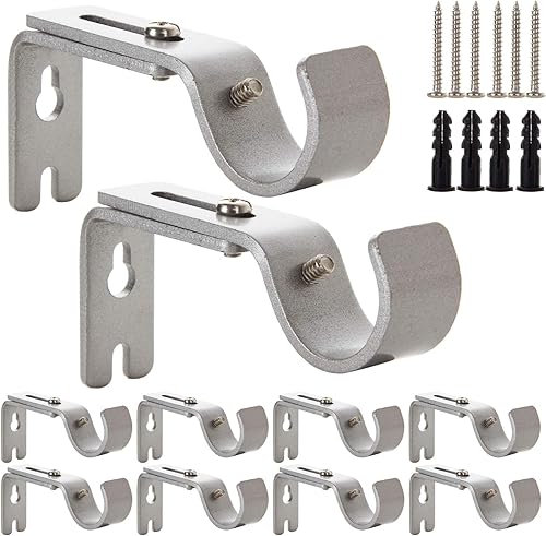 LISHINE 12 soportes de barra de cortina para barra de 1 pulgada, soportes ajustables para barra de cortina exterior, soportes de barra de cortina
