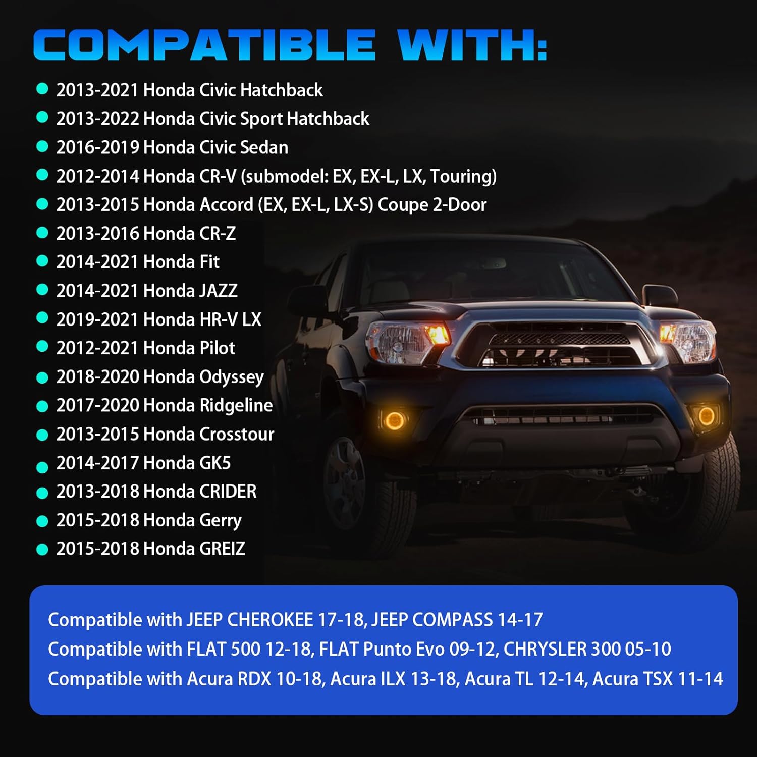 Laser Fog Lights Fit for Honda 16-19 Civic Sedan,13-21 Civic Hatchback,12-14 CR-V,12-21 Pilot,13-15 Accord Coupe Upgrade and Modified 1 Pair Laser Fog Lights Assembly, Front Bumper Driving Fog Lamps