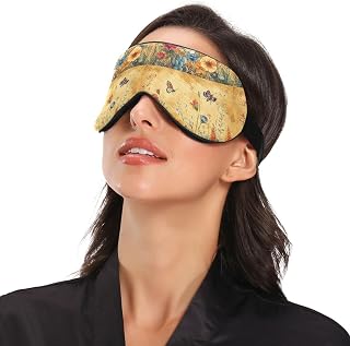 Autumn Flowers Rustic Butterflies Orange Travel Essential Sleep Masks with Elastic Adjustable Band Blackout with Adjustable Elastic Strap Sleep Masks Travel Work Nap