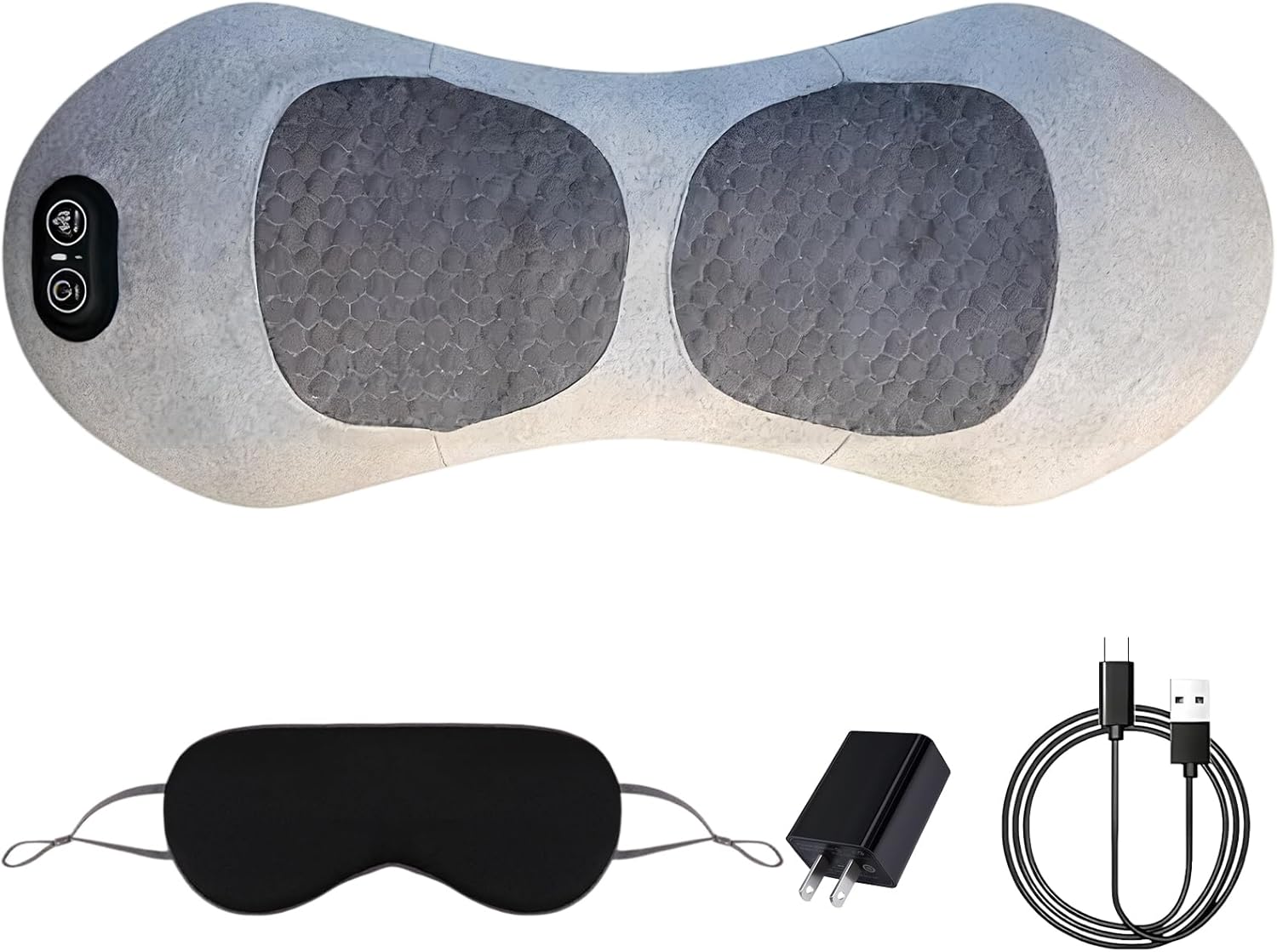 Smooth Spine Triple Fusion Back Massager, 3-in-1 Electric Lumbar Support Pillow Heat Vibration Massage Lower Back Spine Decompression Device with Traction for Neck and Shoulder and Backs (Light Gray)
