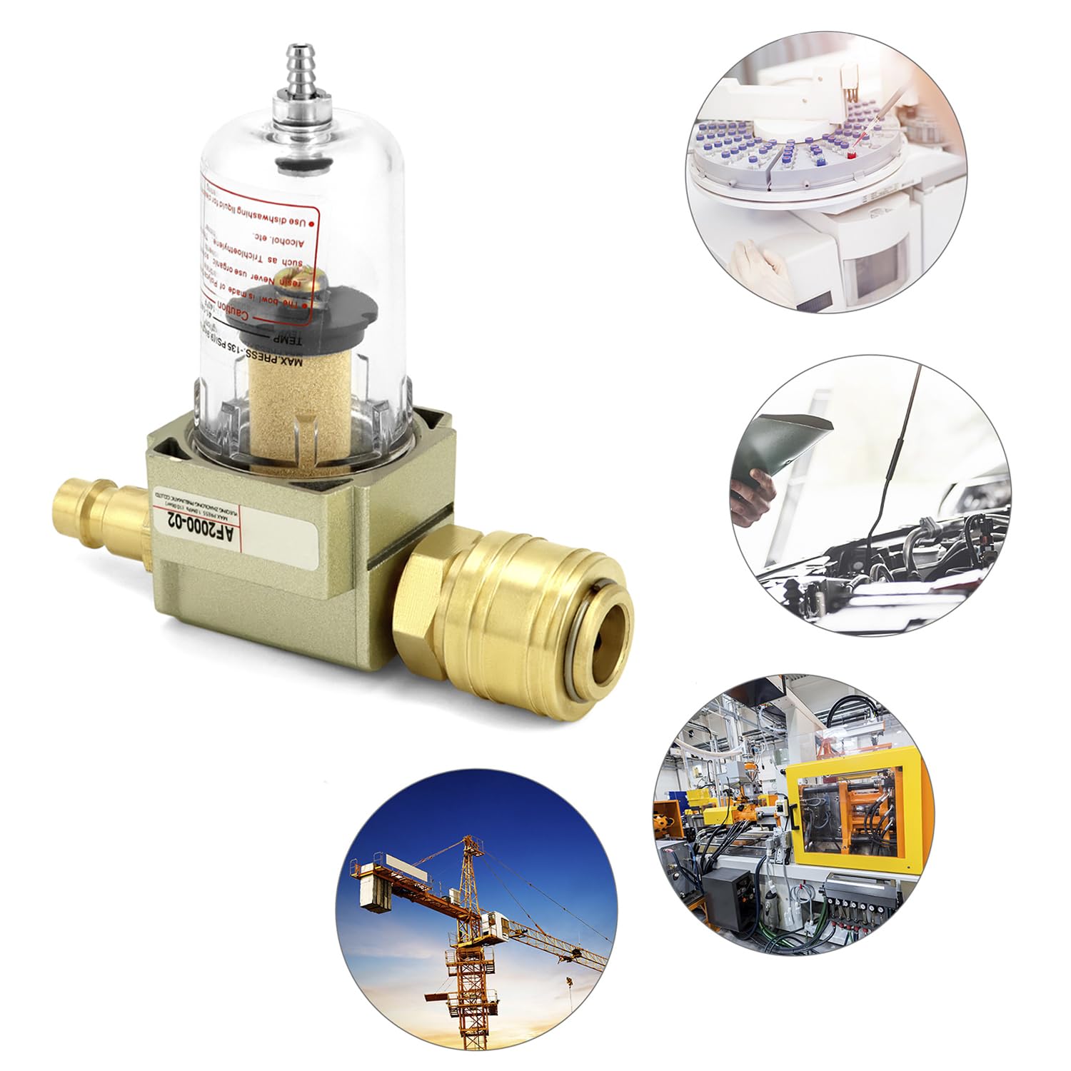 Kombifilter Druckluft 10 Bar Oumuik 1/4-Zoll Druckluft-Druckminderer Mit Wasser- Und Ölabscheider, Manometer, 0,5–8,5 Bar, Für Kompressor, Werkstatt & Industrielle Nutzung