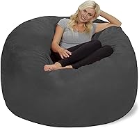 Vista 1 de Chill Sack - Puff Puff gigante de espuma viscoelástica de 6 pies. Sofá grande con funda de microfibra suave, color carbón.