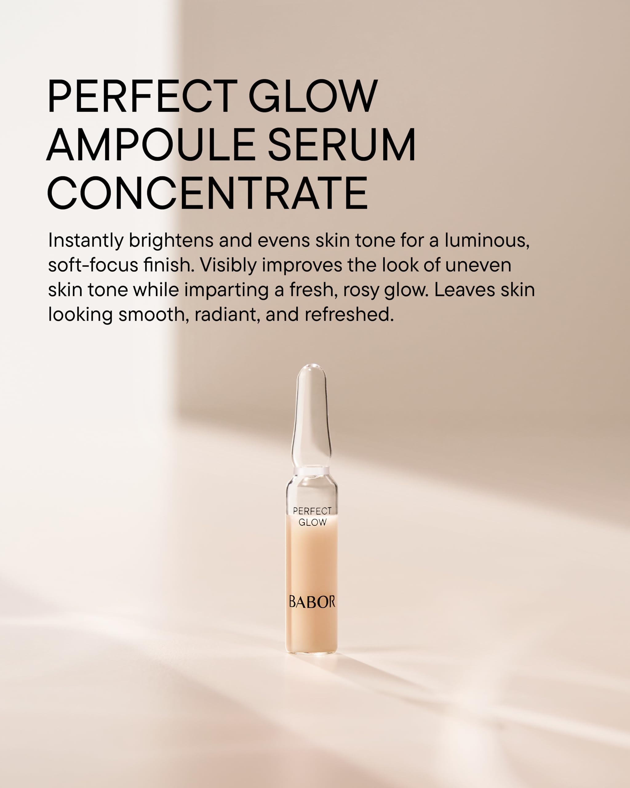BABOR Perfect Glow Ampoule Serum Concentrates, Perfection Peptide P3 and Glow Pigments to Plump and Even Skin Tone, Brighten and Revitalize Dull and Dry Skin