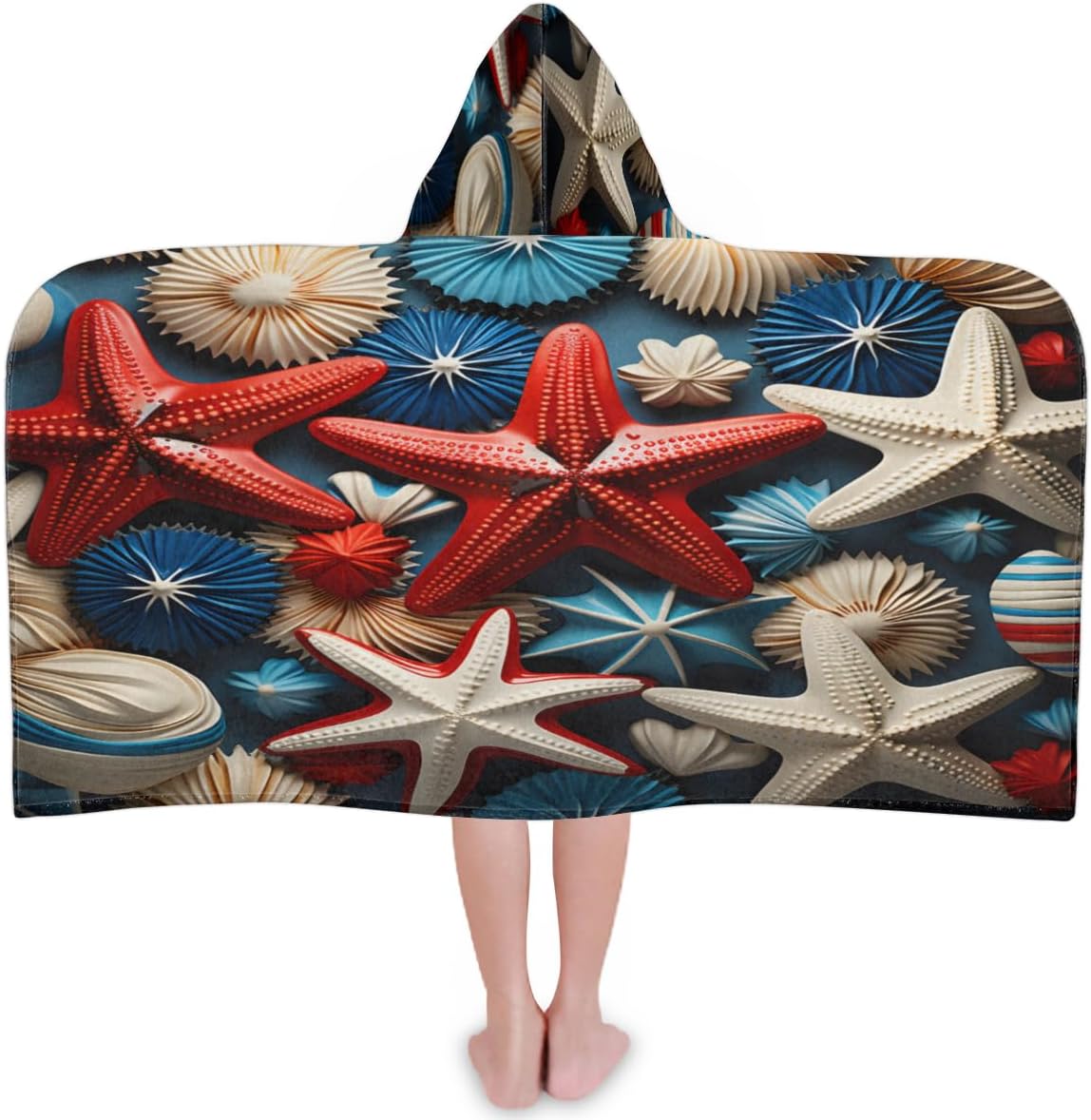 Kids Bath Towel Colorful Starfish Beach Towel with Hood Pool Cover Up for Girls Boys Soft Absorbent Hooded Bath Towel Toddler Towels for Beach, Pool