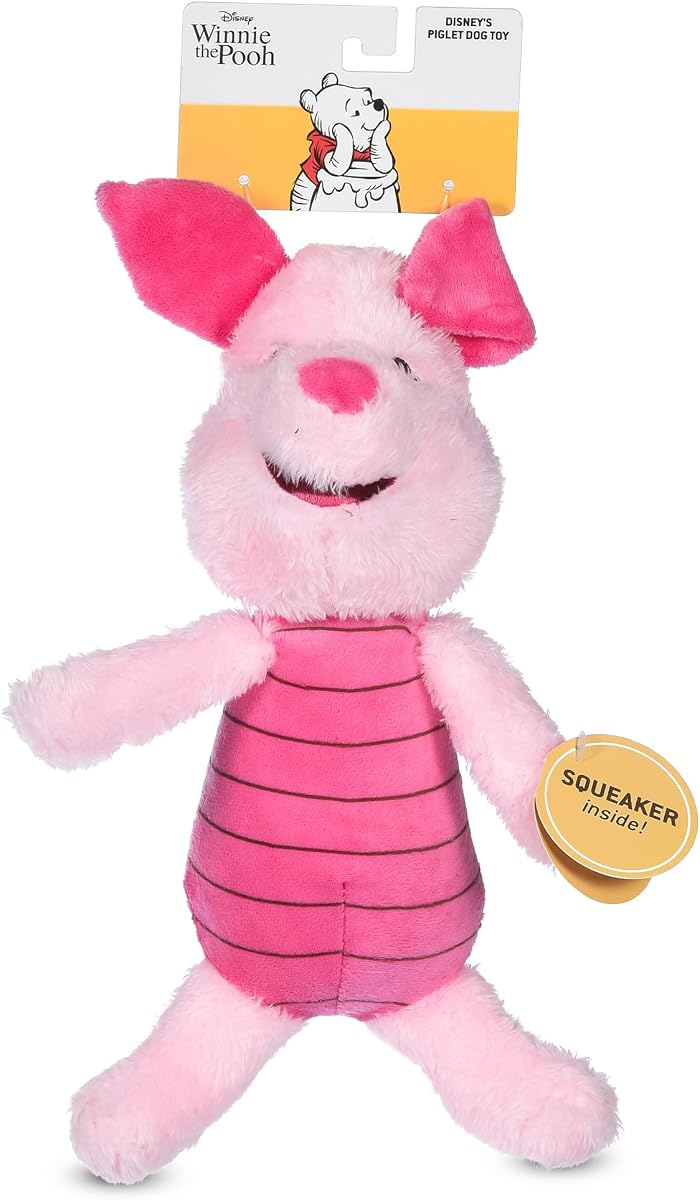 Disney for Pets Winnie the Pooh Piglet Figure Dog Toy, 9 Inch | Built-in squeaker, officially licensed Disney product, cute character design, fun interactive toy, great gift for fans