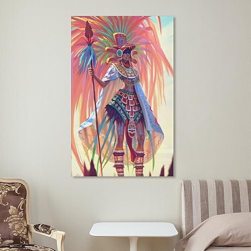 Miniatura 7 de ZHJLUT Póster de guerrero azteca, arte de pared de mitología mexicana, pintura maya, impresiones artísticas para decoración de pared, decoración de