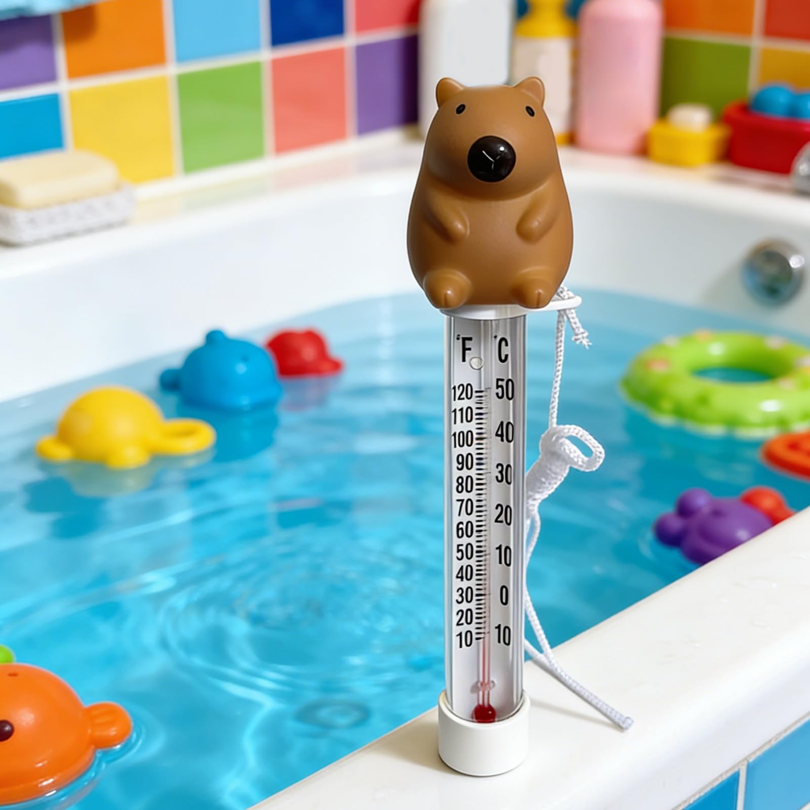 Schwimmende Poolthermometer Seetemperaturmonitor mit Capybara-Design