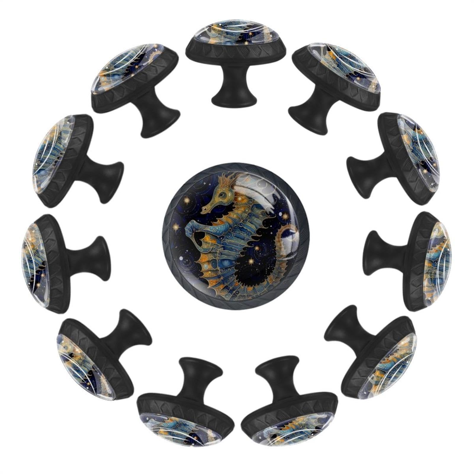 Boutons de tiroir en cristal de haute qualité avec décor hippocampe étoilé