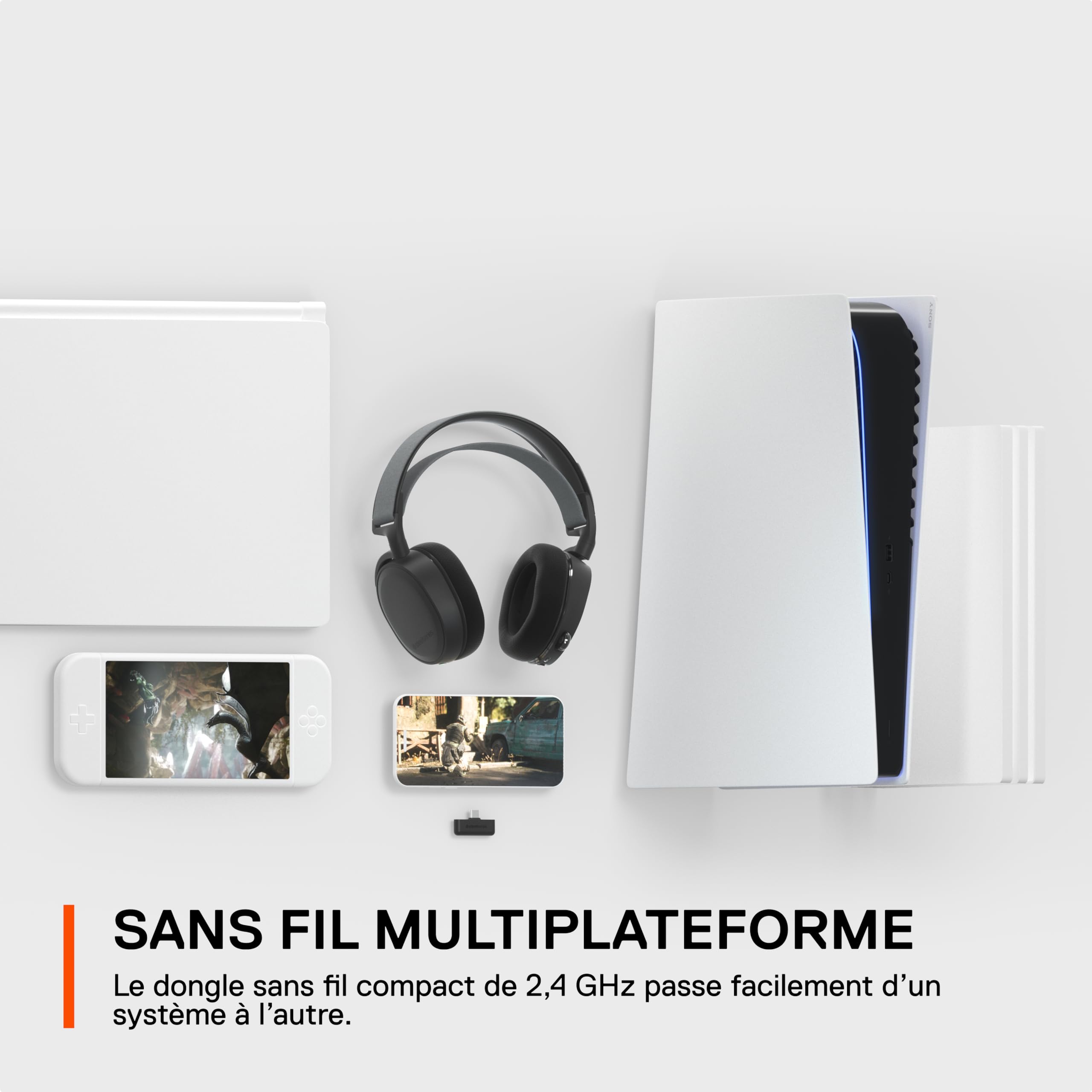 SteelSeries Arctis 7+ - Casque gaming sans fil - Sans perte 2,4 GHz - 30 heures d’autonomie de la batterie - Pour PC, PS5, PS4, Mac, Android et Switch - Noir