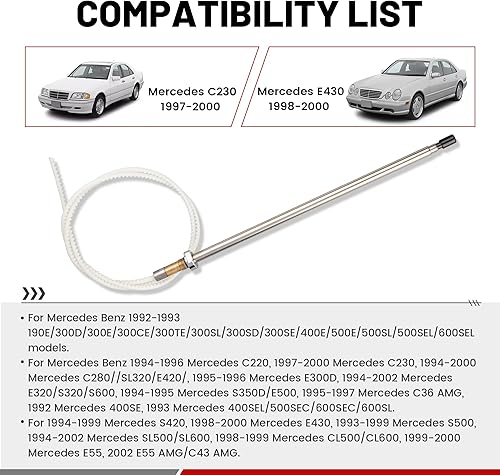Miniatura 2 de RED WOLF Mástil de antena de alimentación compatible con Mercedes Benz 1992-2002 C280/S320/500SL/S420/C220 Aftermarket mástil aéreo para señal de