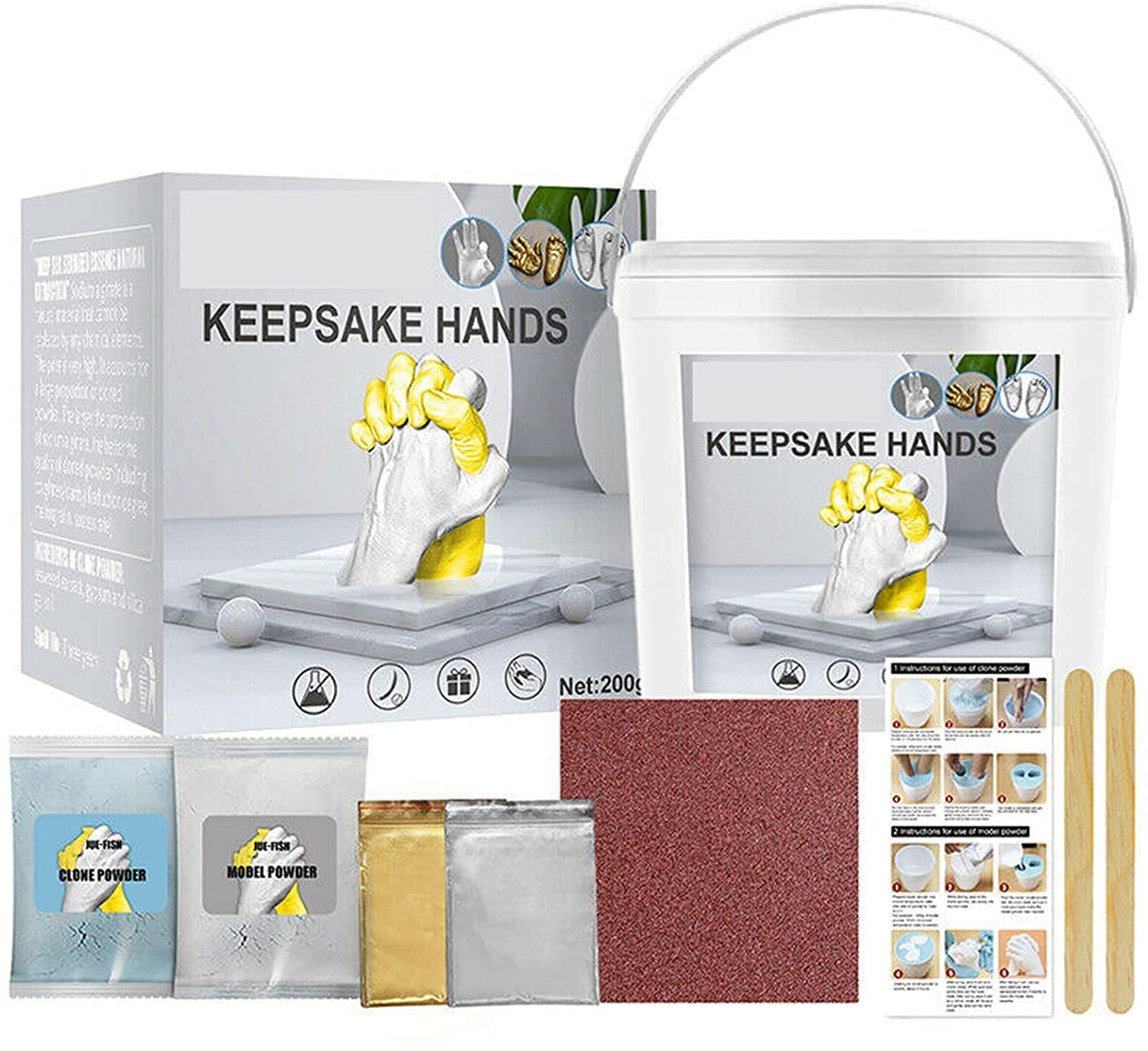 Baby Keepsake Hand Casting Kit, Couples Hand Casting Kit, Keepsake Hand Mold Kit for Holiday Activities, Family Hand Plaster Molding Sculpture Kit Gift Crafts (Grey)