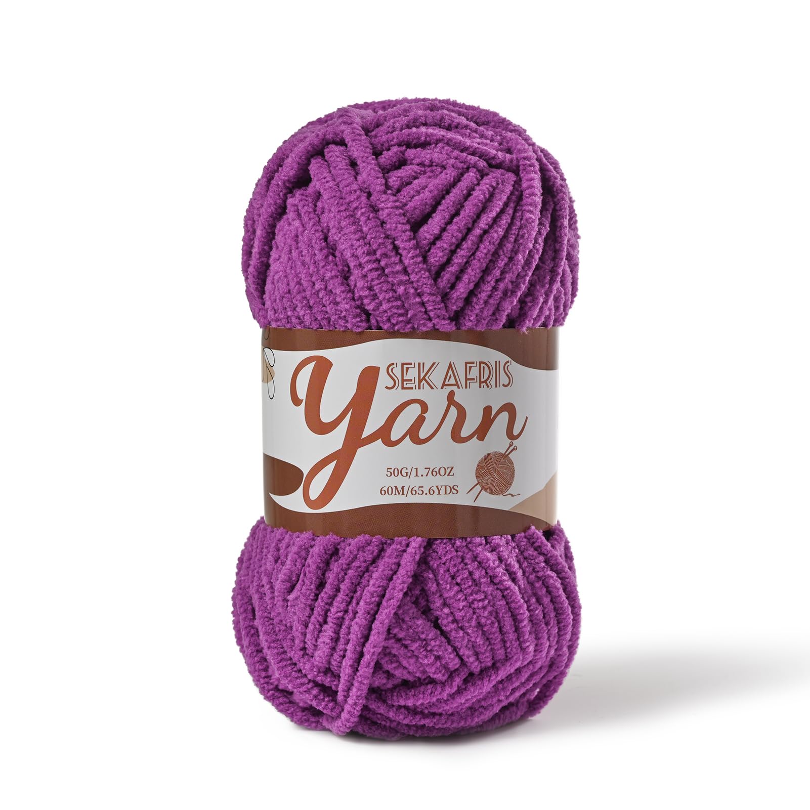 Chenille Yarn for Crocheting Plush Blanket Crochet Yarn Dark Purple