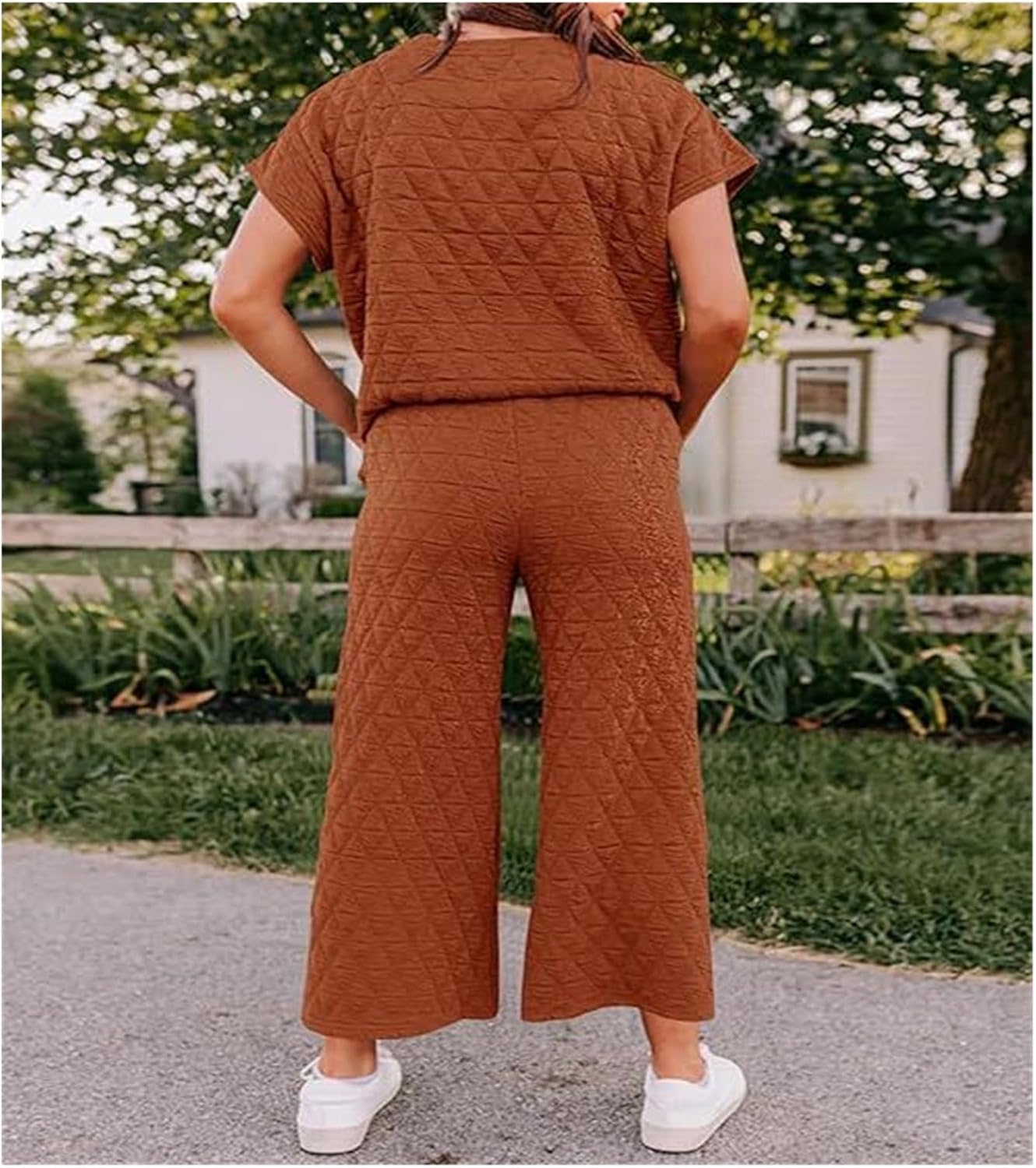 Women's Two Piece Solid Color Quilted Sweatshirt Set - 11 Colors, Comfortable Sweatshirt sweat suits for womens 2 piece