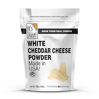 Its Just - White Cheddar Cheese Powder, Traditional Sharp Flavor, Made in USA, rBST/rBGH Hormone Free, 15oz, Shelf Stable, Make Cheese Sauce, Sprinkle for Flavor