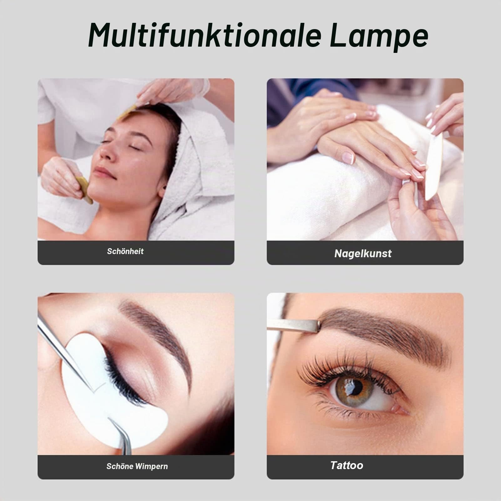 Fabater LED-Tischlampe für Nail Art, 25W Halbmond-LED-Wimpernlicht, Nagel-Schreibtischlampe, 3000K-6000K Lash Tech-Lichter, 3 Lichtmodi, Manikürelampe für Schönheit, Hautpflege, Wimpern (EU-Stecker)