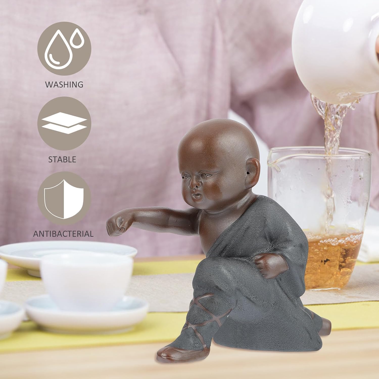Housoutil Tea Pet Monk Ceramic Ornament for Bedroom and Living Room image 5