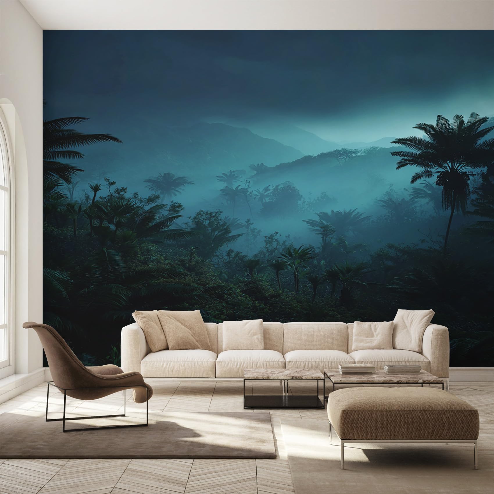Papier Peint Panoramique Jungle Tropicale pour un Salon Tendance