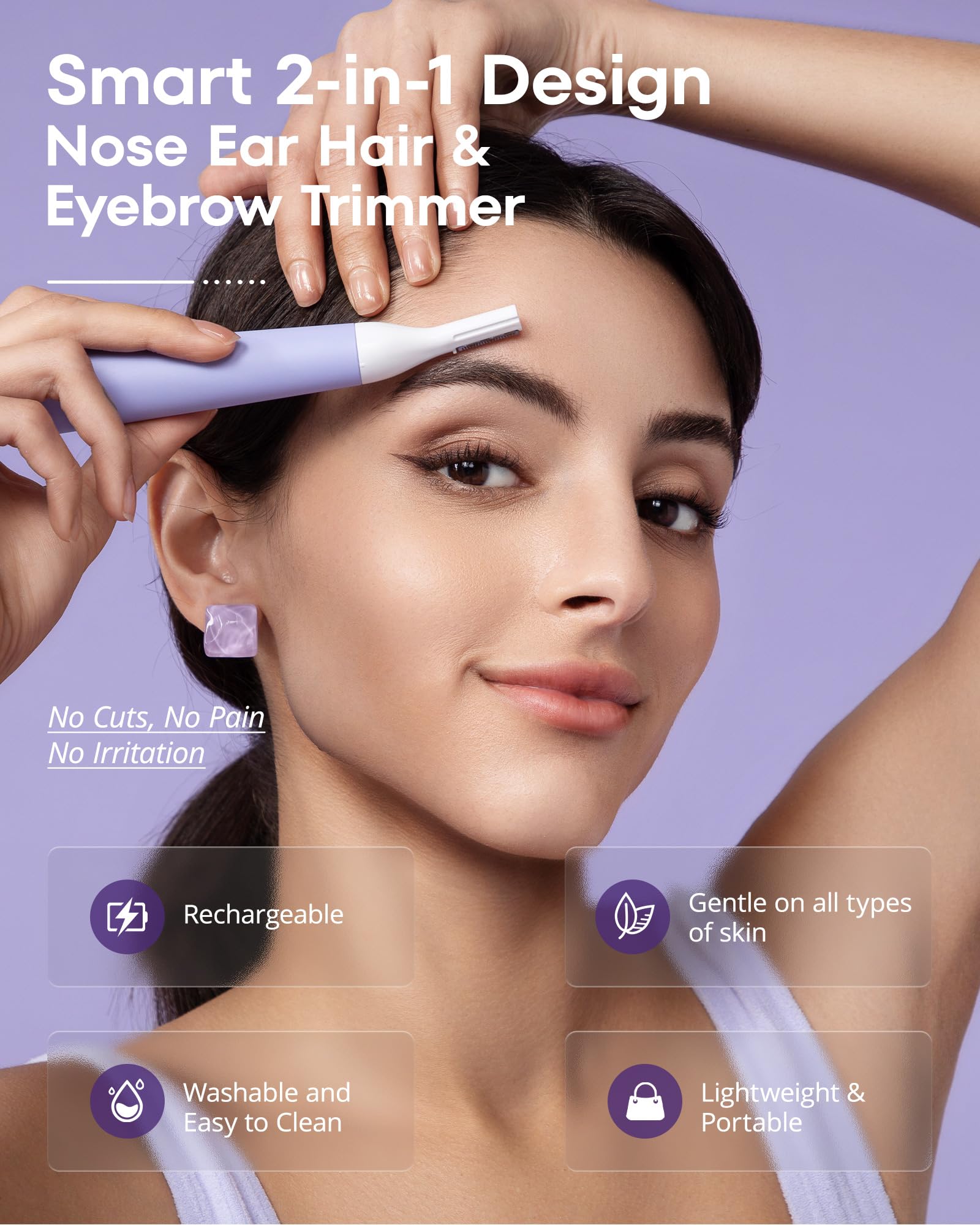 VG VOGCREST Rasoio per naso da donna: rasoio ricaricabile 2 in 1 per sopracciglia (rosa)