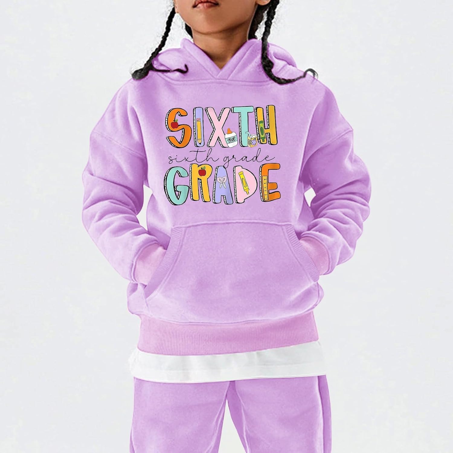 Back to School Clothes for Teen Girls Oversized Hoodies Cute SIXTH GRADE First Day of School Sweatshirt Pullover