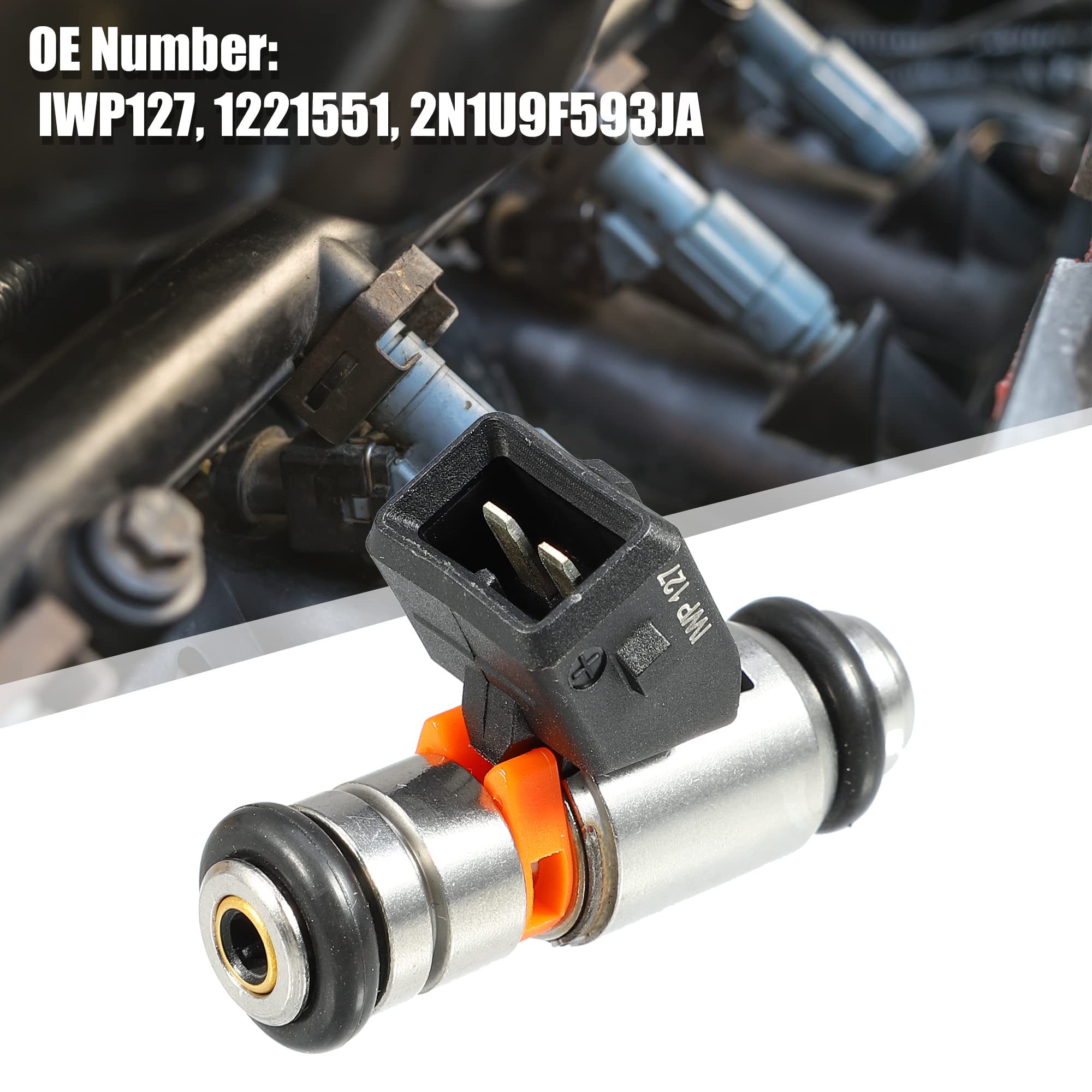 A ABSOPRO Injecteur De Carburant Pour Ford Ka Hatchback 1,6L 96-08 4Pcs | Pour Ford StreetKA Cabriolet 1.6L 03-05, Métal Et Plastique, Dimension 47.5X32X19.5mm, OE IWP127 1221551 2N1U9F593JA