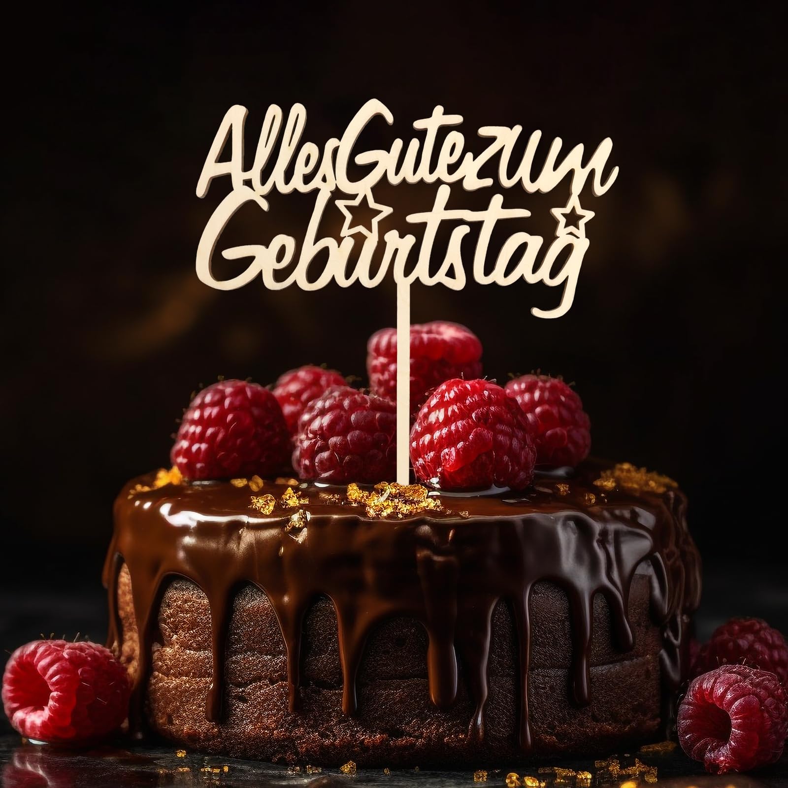 DazzJoy Alles Gute zum Geburtstag Tortendeko Holz, Happy Birthday Cake Topper, Kuchen Deko für Mädchen Jungen Frauen Mann