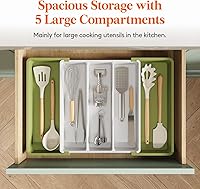 Vista 3 de Lifewit Utensil Organizer for Kitchen Drawers, Expandable Cooking Utensil Tray, Adjustable Cutlery Silverware Flatware Holder, Plastic Spatula Tools