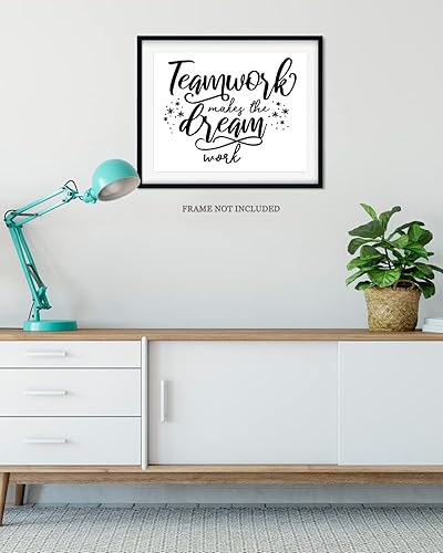 Miniatura 4 de Govivo Teamwork Makes The Dream Work - Impresión artística de pared con cita motivacional, impresión de decoración de pared, póster o lienzo para