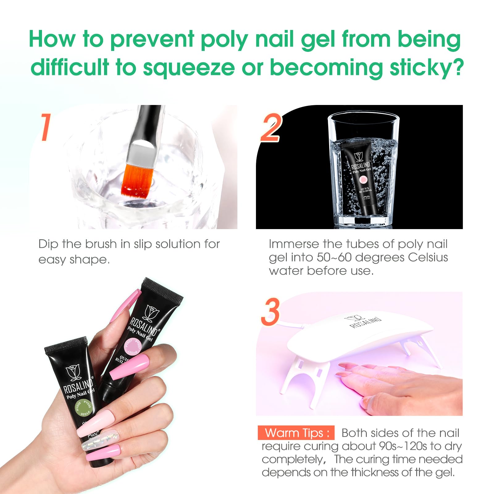 ROSALIND Kit UV Acrygel pour Ongle Complet, Poly Extension d'ongles en Gel 8 Couleurs 10 ml Avec Lampe UV, Base & Top Coat et Outils de Manucure, DIY Nail Art Ongles Gel Complet Kit pour Débutant