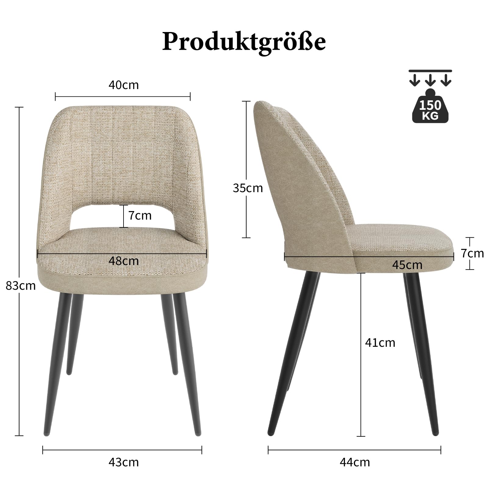 WAFTING Zweifarbige Patchwork Esszimmerstühle 6er Set, Khaki
