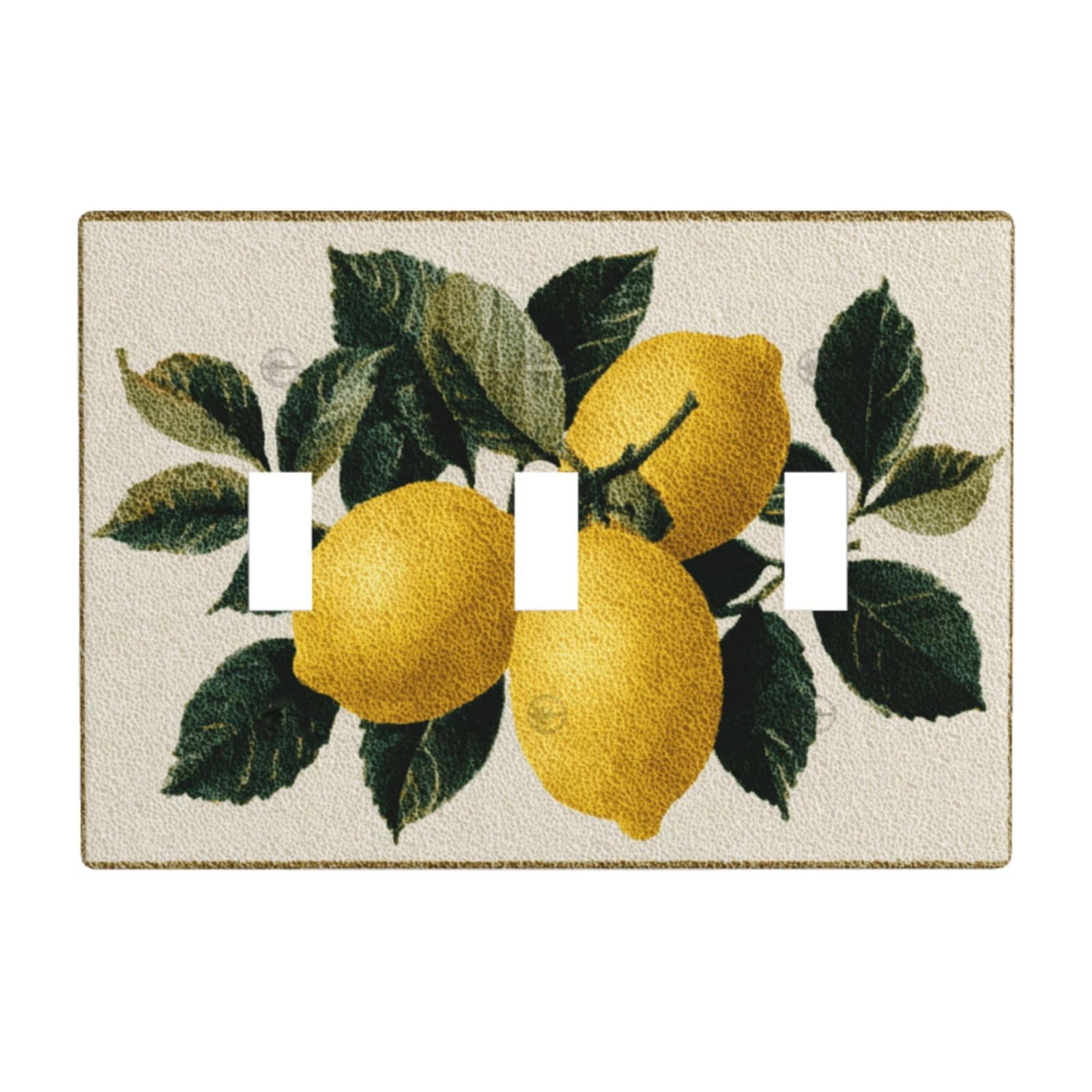 Woshuwo White Watercolor Lemons And Branches Light Switch Covers 3 Gang Triple Toggle Wall Plate Switchplate Electrical Faceplate For Bathroom Kitchen Bedroom Decor